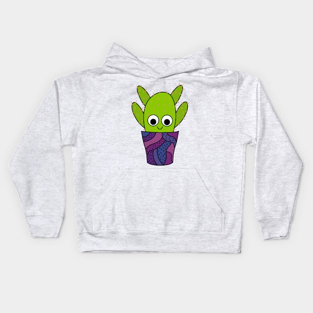 Cute Cactus Design #251: Thorny Cactus In Cute Pottery Kids Hoodie by DreamCactus